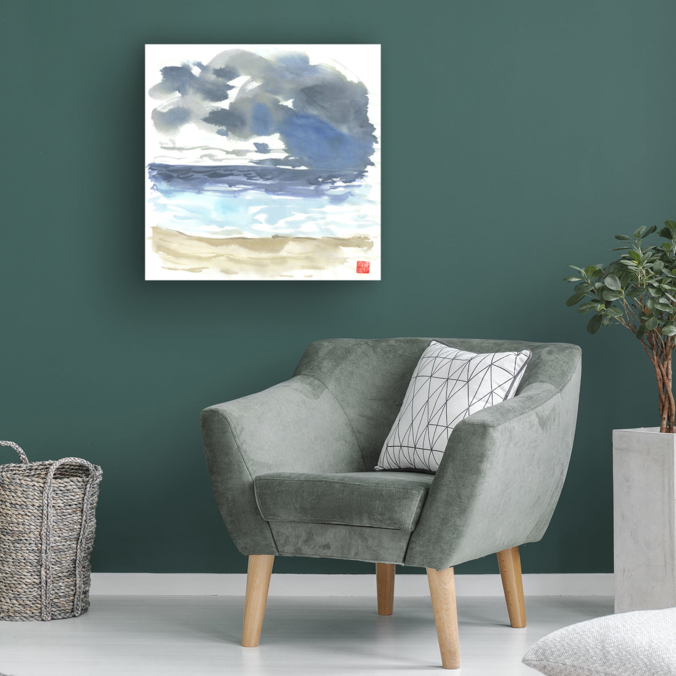 Canvas Wall Art - Randy Noble Fine Art 'Oceans Rain' Wall Art for Living Room, Bedroom, or Office Décor by Trademark Fine Art - 24 x 24 Inches
