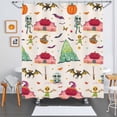 thumbnail image 1 of Whimsical Halloween Shower Curtain - Bats, Pumpkins & Skeletons Design, 1 of 4