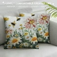 thumbnail image 3 of Nawypu Spring Floral Pillow Cover with Butterflies and Bees, Watercolor Yellow and White Flowers, Decorative Cushion Case for Home and Living Room Decor, 3 of 5