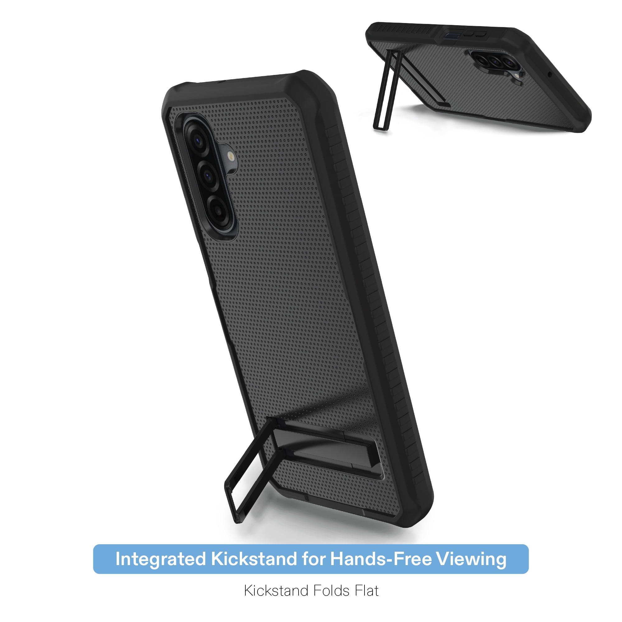 onn Rugged Phone Case with Kickstand for Samsung Galaxy A17 5G - Black