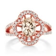 thumbnail image 2 of Gem Stone King 1.37 Ct Oval Peach Morganite 18K Rose Gold Plated Silver Spotlight Ring (Size 5), 2 of 4