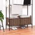 thumbnail image 3 of Yayeee Foldable Storage Basket for Shelves Waterproof Cloth Bins with Handles, Brown Tribal Pattern, 3 of 7