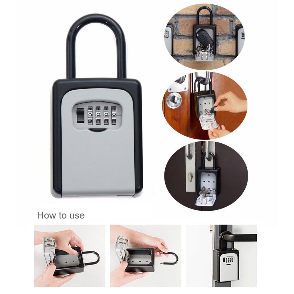 Outdoor Padlock 4&Digit Combination Password Key Lock Storage Safe Security Box 