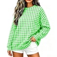 thumbnail image 7 of Women's Gingham Plaid Sweatshirt Crew Neck Long Sleeve Loose Fit Casual Pullover Top, 7 of 7