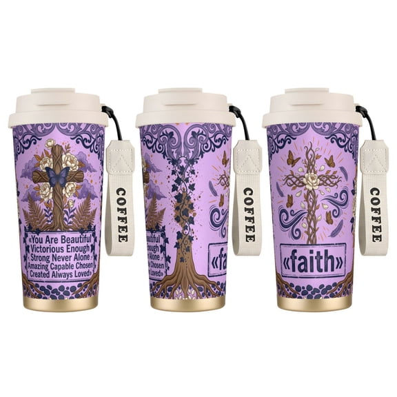 1pc Christianity Coffee Mug, 18oz Leak-proof Double-Wall Travel Mug, Catholic Gift for Her