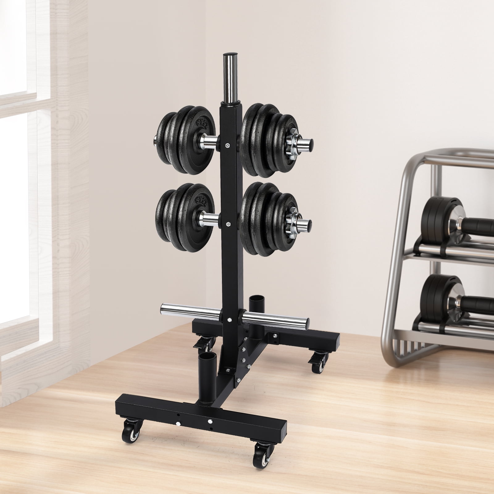 500kg Load Capacity Dumbbell Stand, Plate Rack Tree, Q235 Steel Frame, Chrome Plated, Sturdy and Durable Design for Efficient Dumbbell Storage
