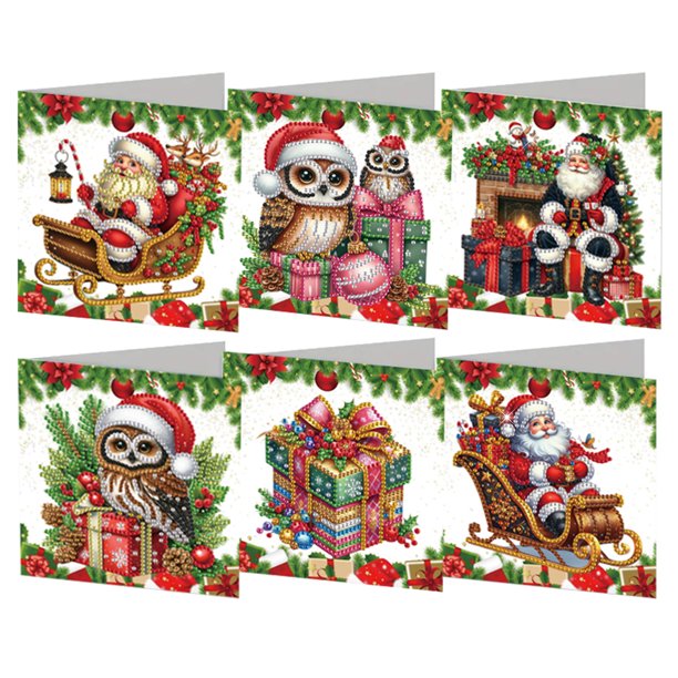 Tarjeta Daily Wish Pintura Diamantes Imitación Diy 6 PCS Navidad Snowman Y Santa Claus Feliz Regalos para Adultos Amigos Familia