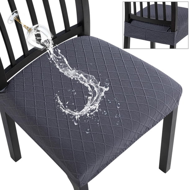 Juego de 4 fundas impermeables para asiento de silla de comedor SearchI Gris Profundo