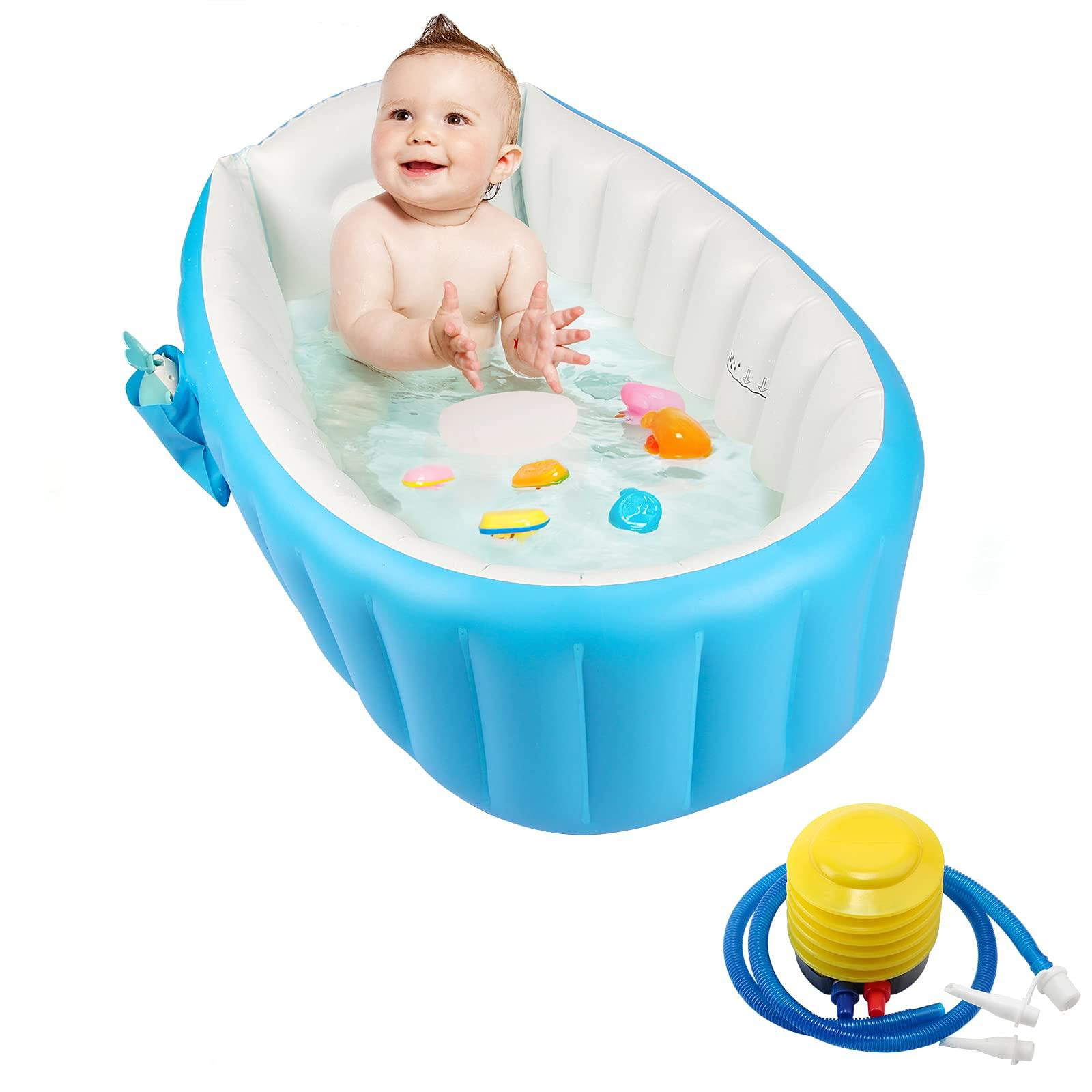 Baby Bath Tub Inflatable Large Capacity Plastic Air Swimming Pool Kids Thick Foldable Shower Basin Pink 