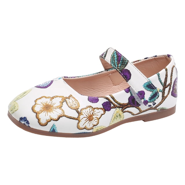 aDJFDGT Girls Sandals Size 10 Little Girls Fashion Summer Children Sandals Girls Casual Shoes Flat Bottom Lightweight Colorful Flower Pattern Hook Loop
