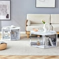 thumbnail image 3 of Faux Marble Coffee Table with Storage, Geometric Living Room Table, 3 of 6