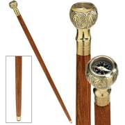Design Toscano Empress Collection: Direct Path Compass Solid Hardwood Walking Stick
