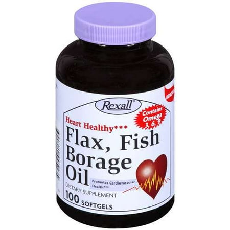 Rexall: Dietary Supplement Flax, Fish Borage Oil, 100 ct