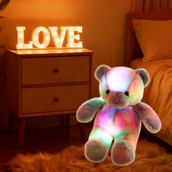 VAJUSO Plush Toy – Glowing Teddy Bear Plush Doll 50 cm Purple Home Decoration