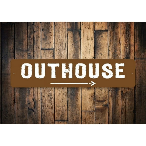Distressed Outhouse Sign Outhouse Direction Outside Toilet Funny Farm Sign Camping Decor Outhouse Gift Outhouse Signs Size: 4 x 16 Inch