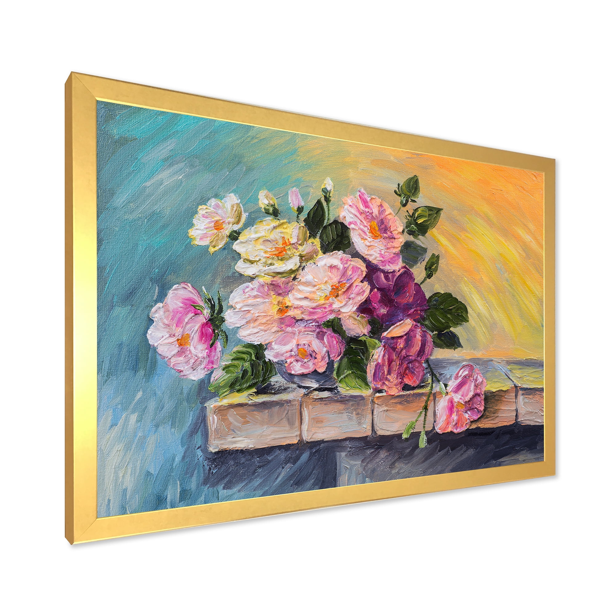 Designart 'Still Life With Bouquet Of Pink Flowers' Traditional Framed Art Print