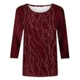 thumbnail image 4 of Yuanlook Women's 3/4 Length Sleeve Tops Crew Neck Dressy Casual Blouses T Shirts Fall Clothes - Wine - M, 4 of 9