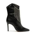 thumbnail image 2 of Schutz Hallen Black Crystal Fringed Pull On Pointed Toe High Heel Ankle Boots (Black, 5), 2 of 6