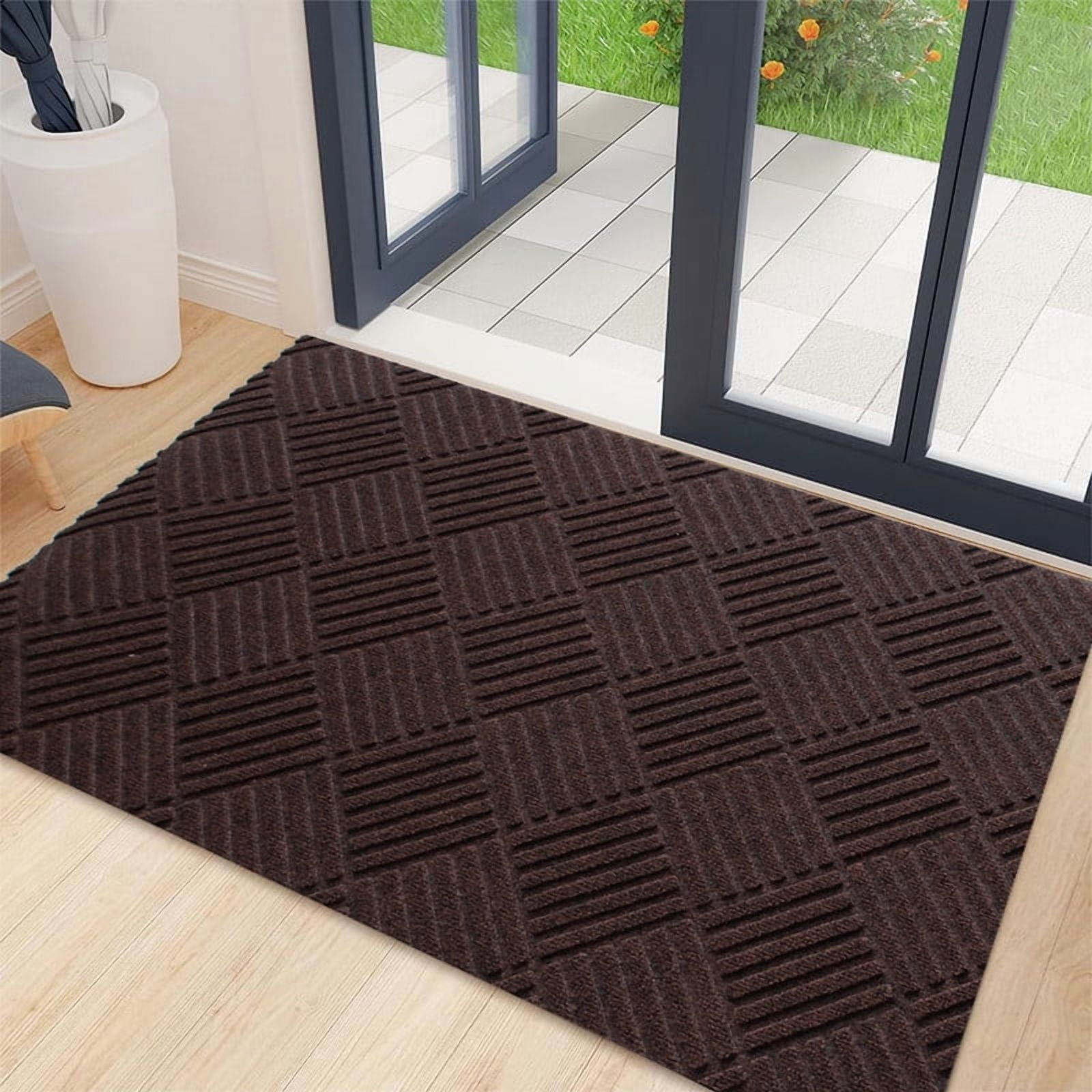 Fas Home Runner Rugs 3FTX25FT Indoor Outdoor Hallway Runner with Rubber Backing Non-Slip Carpet Washable Area Rugs Custom Sizes for Entryway Kitchen Laundry Room Balcony Patio Brown