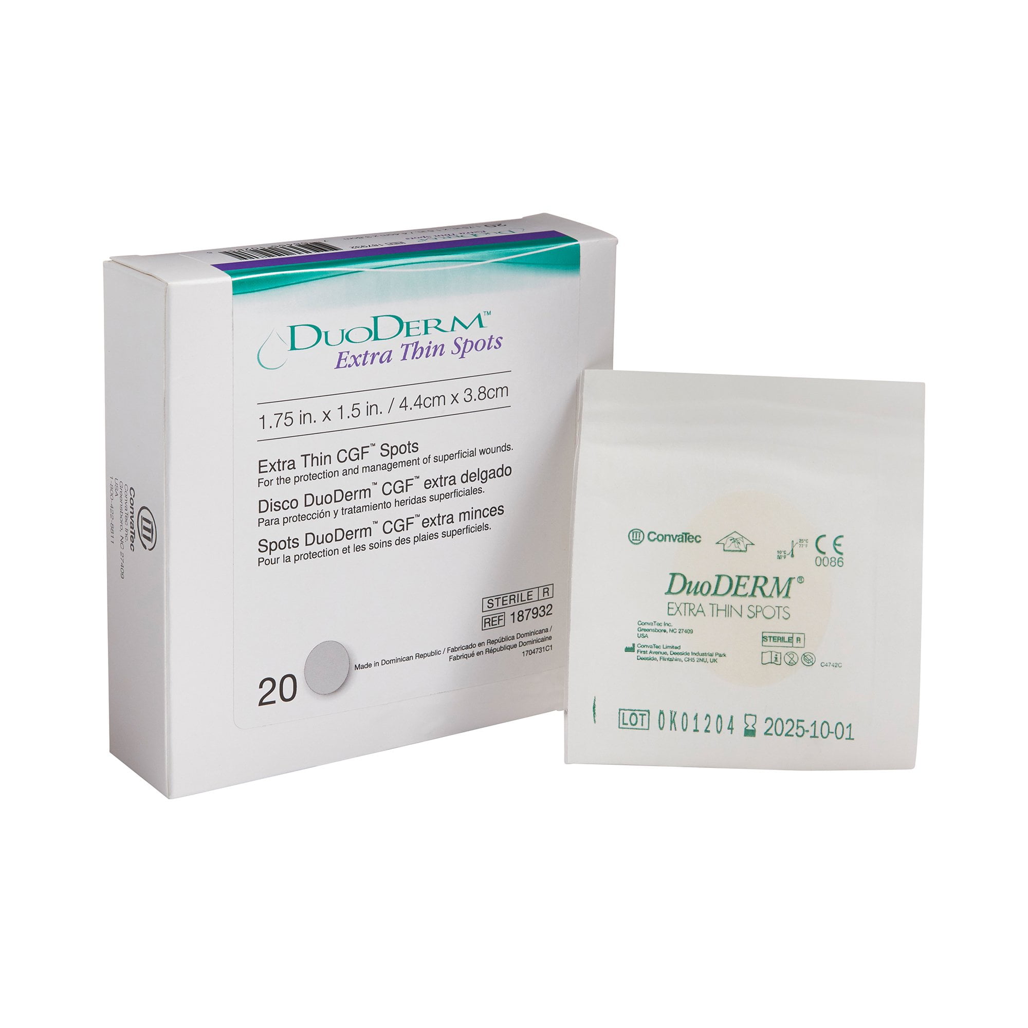 (2 pack) Convatec DuoDERM Extra Thin 1.75"x1.5" Hydrocolloid Sterile Dressing, 20ct Box, Latex-Free