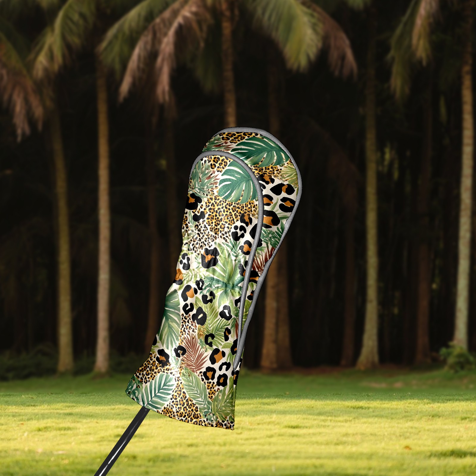 Golf Club Covers, While Palm Tree Premium PU Leather Driver Hybrid Putter Head Covers with Velvet Lining, Waterproof Golf Gifts for Men Women