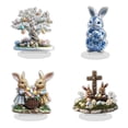 thumbnail image 2 of 8PCS 8.27 Inches Easter Bunny 2D Acrylic Tabletop Decoration with Egg Tree Design for Spring Party Dining Table Display, 2D Freestanding Rabbit Centerpiece for Home Shelf Mantel Decor, 2 of 9