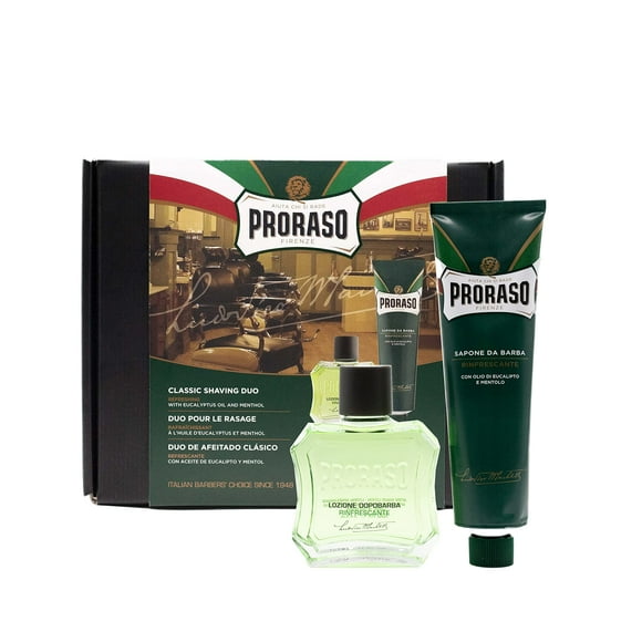 Proraso Classic Shaving Kit for Men Gift Box with Shaving Cream & After Shave Lotion in Original Refresh Formula for All Skin Types