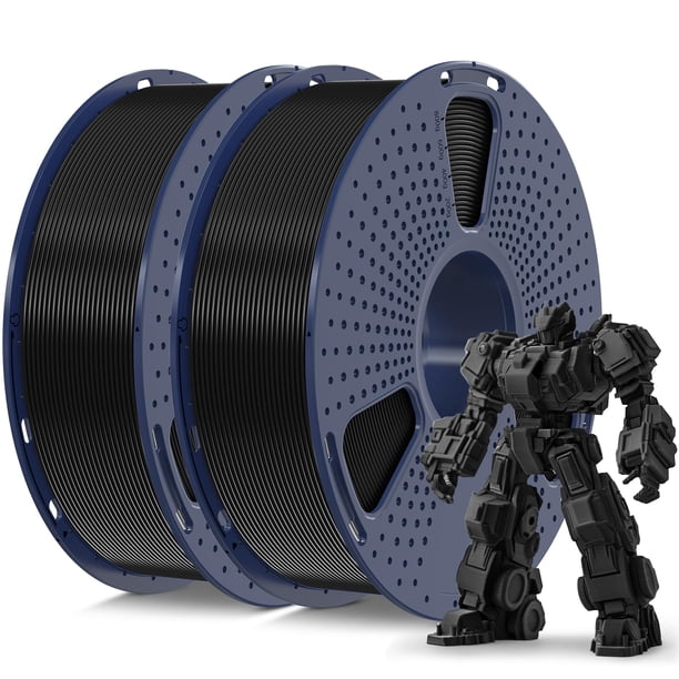 Filamento para impresora 3D SUNLU PLA Plus de 1,75 mm, 2 kg, negro, 2 paquetes