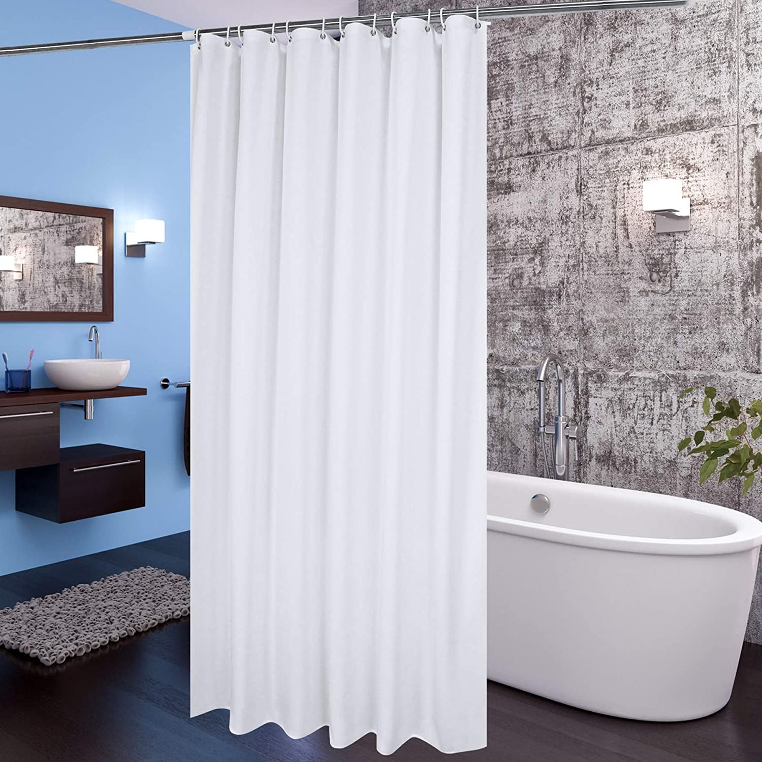 Dark Grey Aoohome Shower Curtain Solid Fabric Bathroom Curtain 36" x 72" 