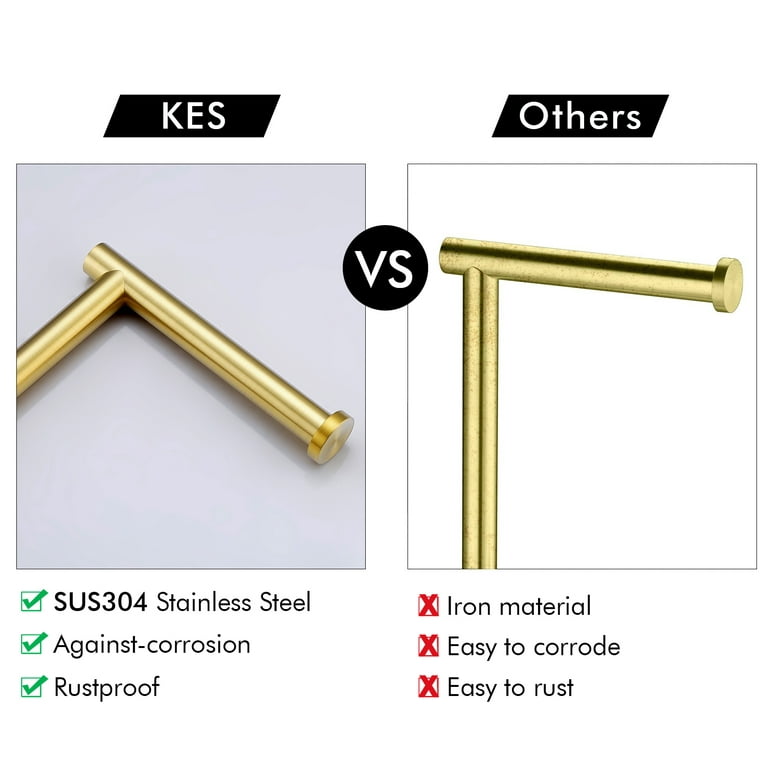 KESGold Paper Towel Holder Countertop Stainless Steel Brushed Brass Finish  WMPTH001BZ