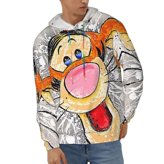 Tigger Unisex Hoodies 3D Print Hooded Sweatshirt for Men Women, Long Sleeve Fall Pullover Top with Pockets