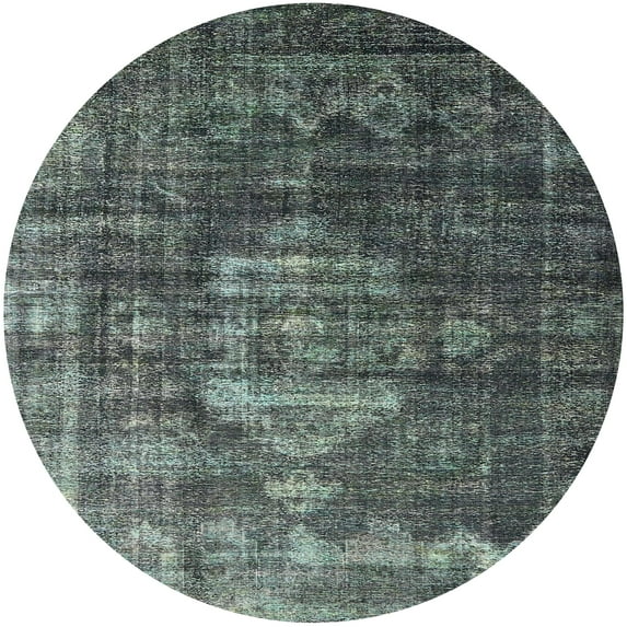 Ahgly Company Indoor Round Mid-Century Modern Gunmetal Gray Oriental Area Rugs, 8' Round