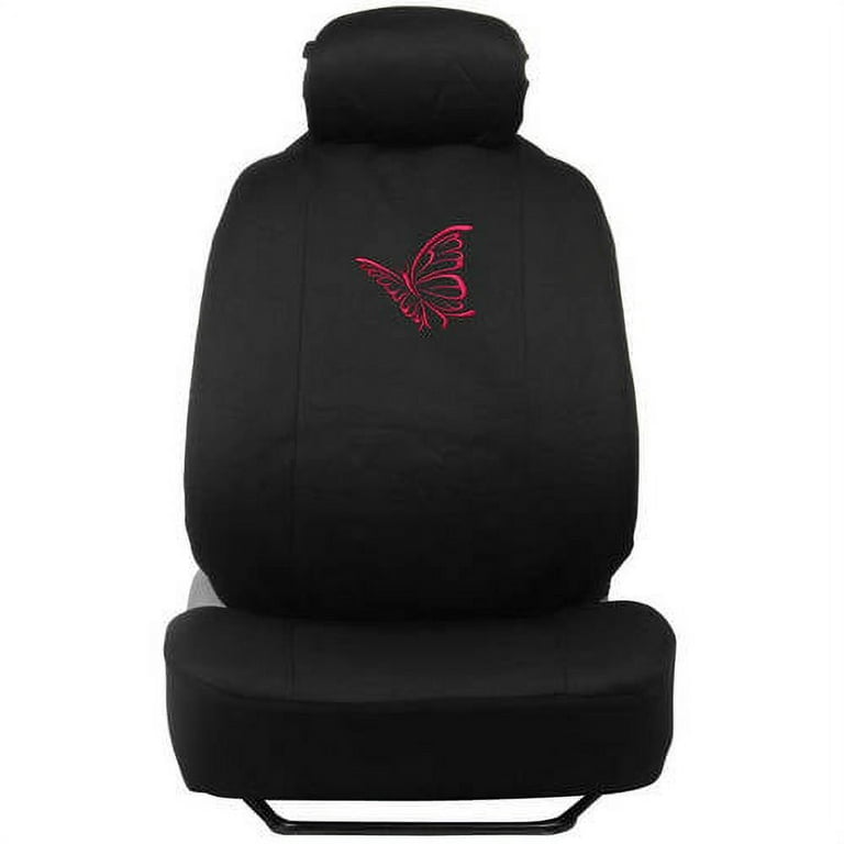 BDK Pink Butterfly Design Car Seat Covers, Full Set, 9 Piece 