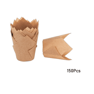ACDANC 150Pcs Tulip Cupcake Liners,Food-Grade Oil-Resistant Paper Mini Cupcake Liners,Heat-Resistant 220°C Parchment Cupcake Liners,8x8x5cm