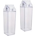 thumbnail image 1 of 2 Pcs Clear Milk Carton Water Bottle Milk Bottle Water Bottle Plastic 500Ml Milk Box Juice Bottle For Outdoor Portable Cute Cup Portable Reusable, 1 of 5