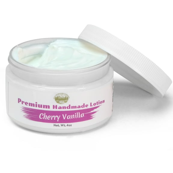 Cherry Vanilla Lotion in Jar - 4oz Premium Handmade Natural Moisturizing Skin Lotion, Moisturizer For Dry To Very Dry, Sensitive Skin, Deep Moisturizing Cream - Falls River Soap Company