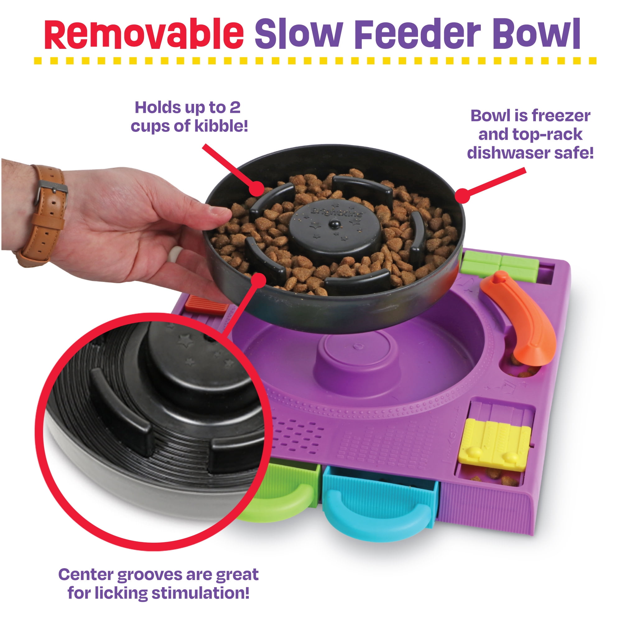 Brightkins DJ Doggo Puzzle Feeder - Dog Toy Treat Dispenser, Multi