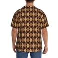 thumbnail image 3 of KLL Argyle of brown Print Men's Shirt Short Sleeve Button Down Summer Cuba Beach Shirts-X-Large, 3 of 5