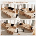 thumbnail image 7 of 77.2" Teddy Fabric No Assembly 32D High Density sponge Boneless Sofa,Fluffy Comfy Couch with double Chaises,Sleeper sofa,Contrast color design,Symmetrical aesthetics,for Living Room,Camel, 7 of 7