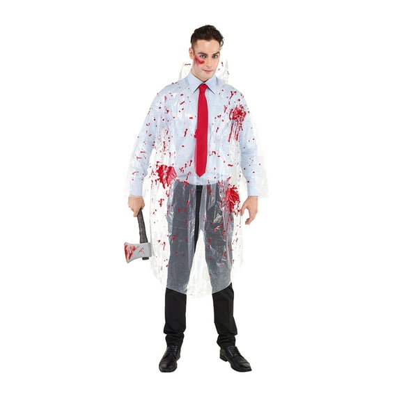 Halloween Raincoat Rainwear Cosplay Costume Zombie Mens Bloody Killer Rain Poncho