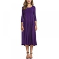 thumbnail image 2 of Women's Summer Casual Dresses Solid Color 3/4 Sleeve Midi Dress, 2 of 4
