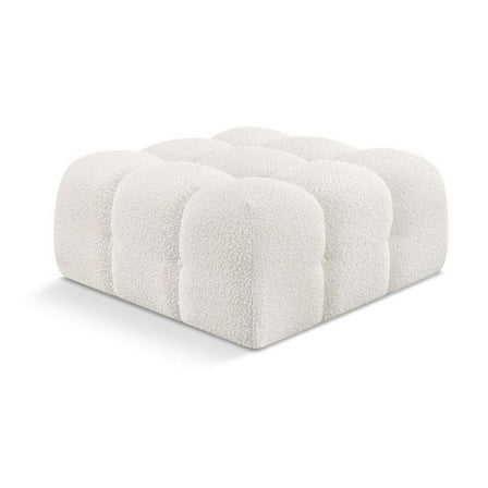 Meridian Furniture Ames Cream Boucle Fabric Ottoman