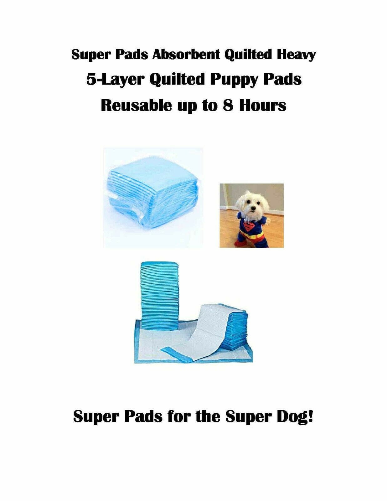 800 23x24" Super Pads Absorbent Quilted Heavy 5Layer Quilted Puppy