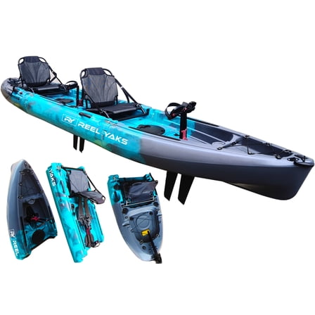 14ft Raptor Tandem or Solo Modular Raptor Fin or Prop Drive Pedal Fishing Kayak | 520lbs Capacity | 3 Piece