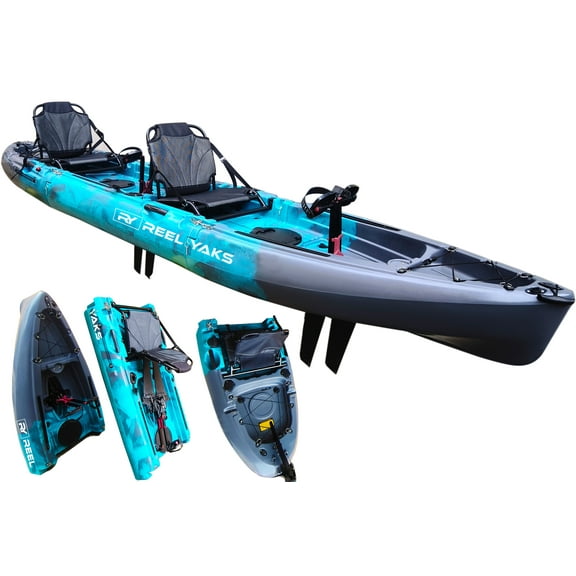 14ft Raptor Tandem or Solo Modular Raptor Fin or Prop Drive Pedal Fishing Kayak | 520lbs Capacity | 3 Piece