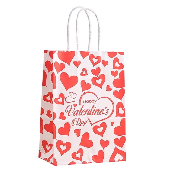 YIKA Valentine's Day Decor Party Supplies Valentines's Day Heart-shaped Handbag Kraft Paper Bag Gift Bag Bread Packaging Candy Shopping Bag Valentines Day Gifts
