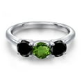 thumbnail image 3 of Gem Stone King 925 Sterling Silver Green Chrome Diopside and Black Diamond Engagement Ring for Women | 1.60 Cttw | Round 5MM | Gemstone Birthstone | Size 9, 3 of 6