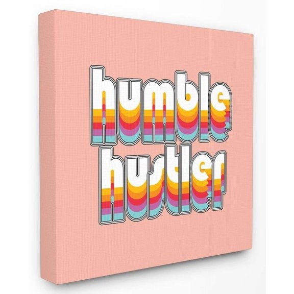 Stupell Industries Humble Hustler Rainbow Pink Neon Word Design Canvas Wall Art by Dawn Vietro