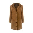 thumbnail image 7 of Kixjoy Long Sherpa Jacket Women Oversized Lapel Long Sleeve Open Front Coat Faux Fur Plain Fuzzy Cardigan Warm Casual Fall Cardigan for Women, Camel S, 7 of 7