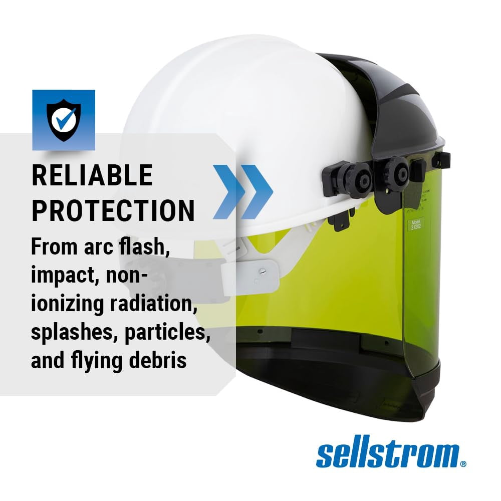 Sellstrom Full Face Shield Mask with Hard Hat - Arc Flash Rated Protective Mask for Work, for Grinding - ANSI Z87.1 CA3